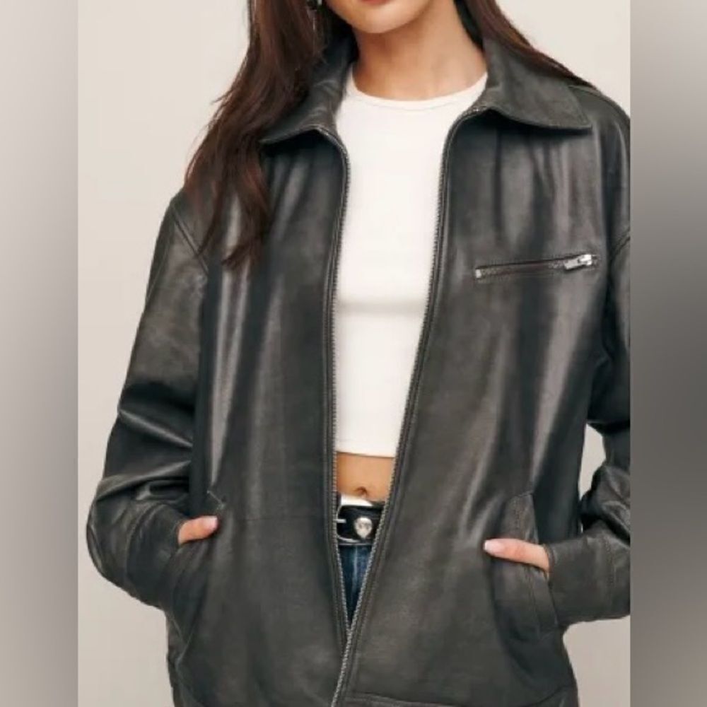 Metropolitan Women's Black Leather Full Zip Jacket L